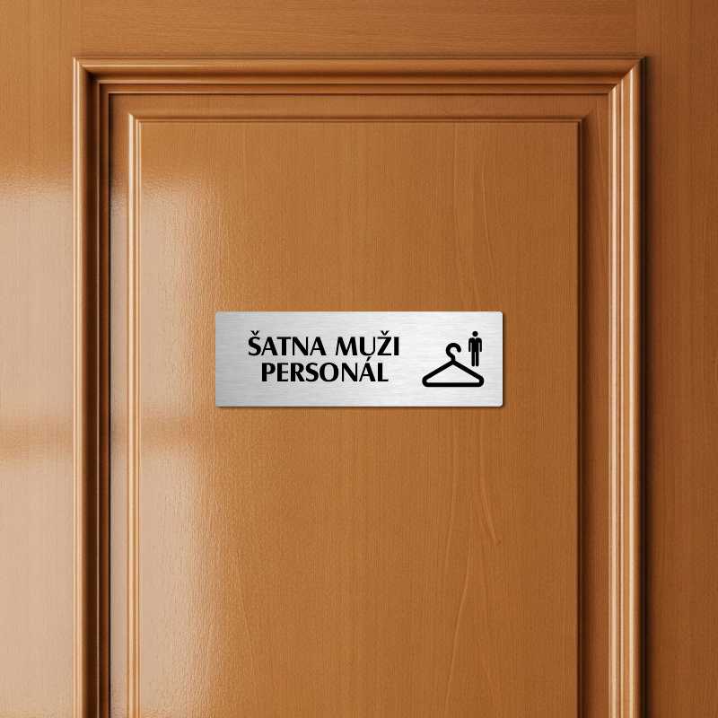 Šatna muži personál, 200x66mm, zlatá popiska s okrasným rámečkem
